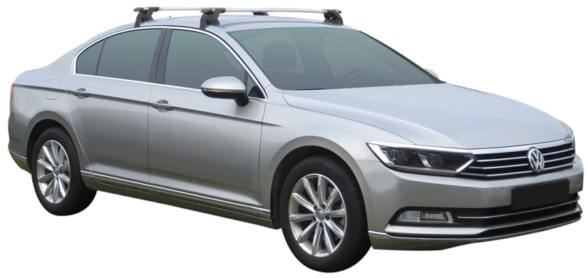Prorack Silver 2 Bar Aero Through Bar kit to suit Volkswagen Passat B8 4dr Sedan 10 2015 Current