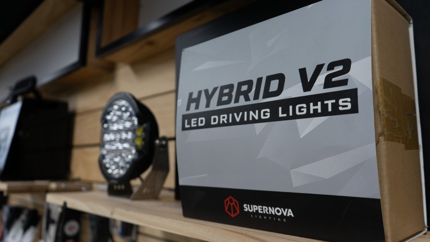 Driving lights and light bar fitted to a 4WD