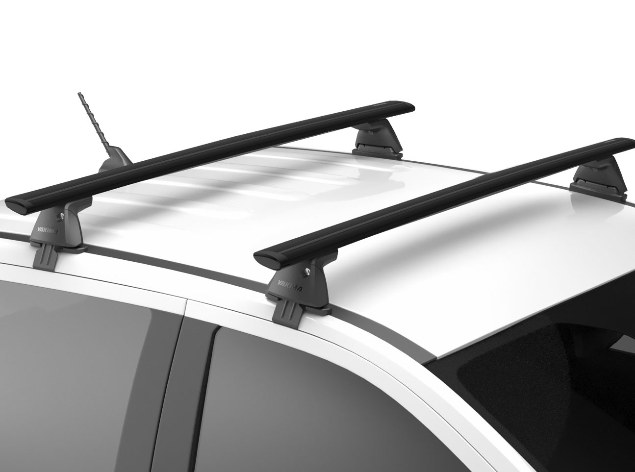 Through bar roof rack system fitted to a van