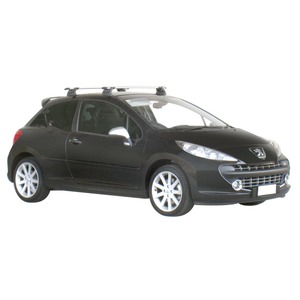 Prorack Silver 2 Bar Aero Through Bar kit to suit Peugeot 207 3dr Hatch (2007 - 2012)