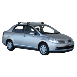 Prorack Silver 2 Bar Aero Through Bar kit to suit Nissan Tiida 4dr Sedan (2004 - 2012)