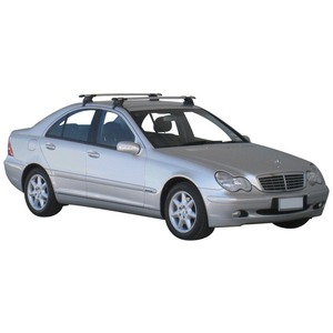 Prorack Silver 2 Bar Aero Through Bar kit to suit Mercedes-Benz C-Class W203 4dr Sedan (2000 - 2007)