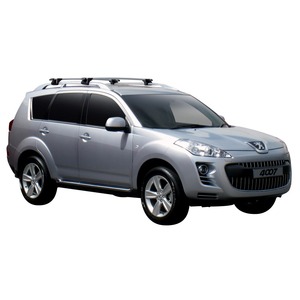 Prorack Silver 2 Bar Aero Through Bar kit to suit Peugeot 4007 5dr SUV (2007 - Current)