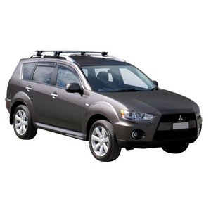 Prorack Silver 2 Bar Aero Through Bar kit to suit Mitsubishi Outlander MK II 5dr SUV (10/2009 - 2012)