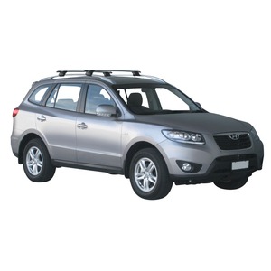 Prorack Silver 2 Bar Aero Through Bar kit to suit Hyundai Santa Fe 5dr SUV (2009 - 2012)