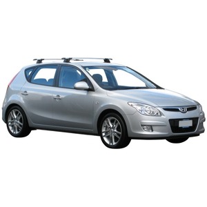 Prorack Silver 2 Bar Aero Through Bar kit to suit Hyundai i30 5dr Hatch (10/2007 - 2011)