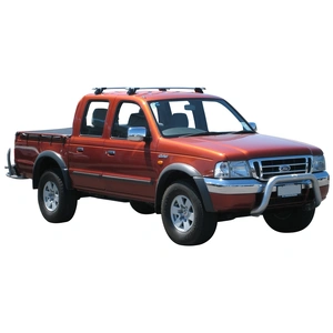 Prorack Silver 2 Bar Aero Through Bar kit to suit Ford Courier Double Cab 4dr Ute (2/1999 - 10/2006)