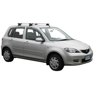 Prorack Silver 2 Bar Aero Through Bar kit to suit Mazda Demio 5dr Hatch (12/2002 - 8/2007)