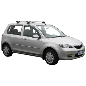 Prorack Silver 2 Bar Aero Through Bar kit to suit Mazda 2 5dr Hatch (12/2002 - 8/2007)