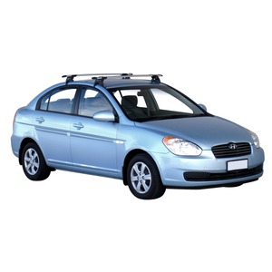 Prorack Silver 2 Bar Aero Through Bar kit to suit Hyundai Accent 4dr Sedan (5/2006 - 2011)