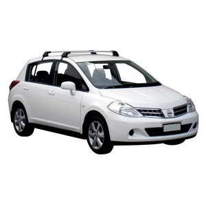 Prorack Silver 2 Bar Aero Flush Bar kit to suit Nissan Tiida 5dr Hatch (2004 - 2012)