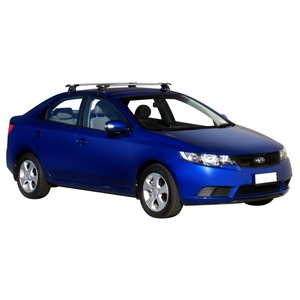 Prorack Silver 2 Bar Aero Through Bar kit to suit Kia Cerato 4dr Sedan (2009 - 2013)