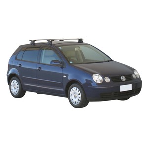 Prorack Silver 2 Bar Aero Through Bar kit to suit Volkswagen Polo Mk4 5dr Hatch (2002 - 2005)
