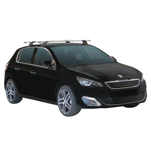 Prorack Silver 2 Bar Aero Through Bar kit to suit Peugeot 308 5dr Hatch (2014 - 11/2021)