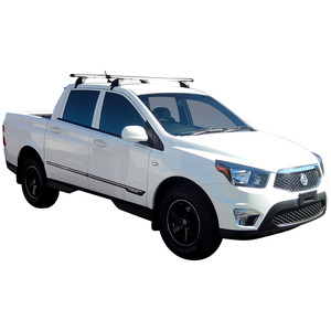 Prorack Silver 2 Bar Heavy Duty Through Bar kit to suit SsangYong Actyon Sport 4dr Ute (2012 - 2017)