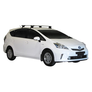 Prorack Silver 2 Bar Aero Through Bar kit to suit Toyota Prius V (Glass Roof) 5dr Wagon (2012 - Current)