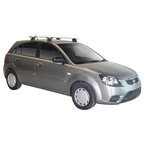 Prorack Silver 2 Bar Aero Through Bar kit to suit Kia Rio 5dr Hatch (8/2005 - 8/2011)