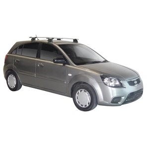 Prorack Silver 2 Bar Aero Through Bar kit to suit Kia Rio 5dr Hatch (8/2005 - 8/2011)