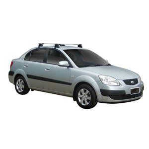 Prorack Silver 2 Bar Aero Through Bar kit to suit Kia Rio 4dr Sedan (2005 - 2011)