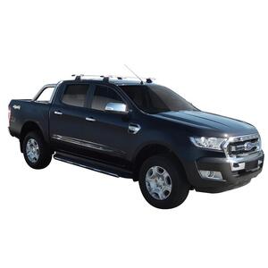 Prorack Silver 2 Bar Aero Through Bar kit to suit Ford Ranger Double Cab 4dr Ute (11/2011 - 6/2022)
