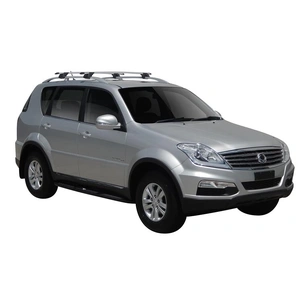 Prorack Silver 2 Bar Aero Through Bar kit to suit SsangYong Rexton 5dr SUV (2012 - 2017)