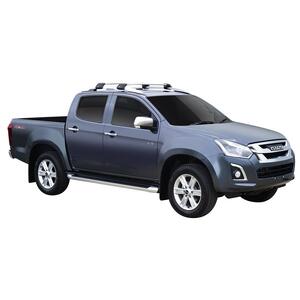 Prorack Silver 2 Bar Aero Flush Bar kit to suit Isuzu D-Max LS-T Crew Cab 4dr Ute (2012 - 8/2020)