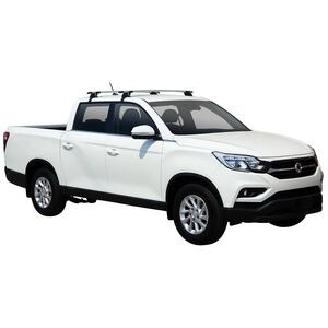 Prorack Black 2 Bar Aero Through Bar kit to suit SsangYong Rhino 4dr Ute (2019 - Current)