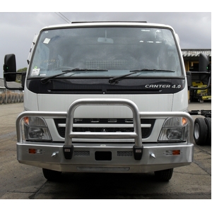 ECB Black Ripple Powdercoat Deluxe 3 BullBar with towpin to suit Fuso Canter FE8 Wide Cab 2005 - 06/11