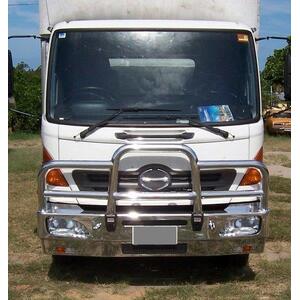 ECB Black Ripple Powdercoat Deluxe 3 BullBar to suit Hino 500 Series FC Euro 5