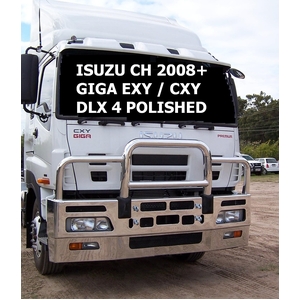 ECB Polished Deluxe 4 BullBar with towpin to suit Isuzu Giga EH 2008 - Onwards