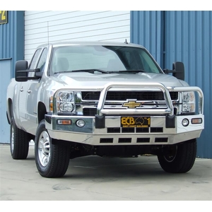 ECB Silver Hammertone Powdercoat BullBar with Bumper Lights to suit Chevrolet Silverado 2500HD 4X4 2008 - 2010