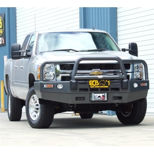 ECB Polished Winch BullBar with Bumper Lights to suit Chevrolet Silverado 2500HD 4X4 2008 - 2010