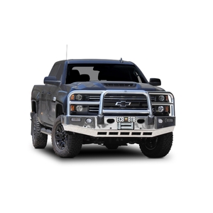 ECB Textura Black Powdercoat Winch BullBar with Bumper Lights to suit Chevrolet Silverado 2500HD HSV 04/18 - 07/21