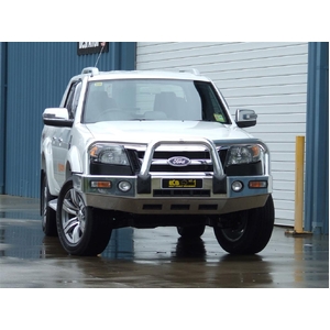 ECB Silver Hammertone Powdercoat BullBar with Bumper Lights to suit Ford Ranger PK 04/09 - 09/11