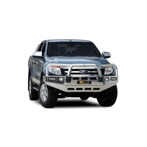 ECB Silver Hammertone Powdercoat BullBar with Bumper Lights to suit Ford Ranger PX 2WD Highrise 10/11 - 06/15