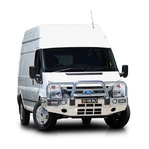 ECB Silver Hammertone BullBar with Bumper Lights to suit Ford Transit VM RWD Only 09/06 - 08/14
