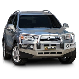 ECB Black Ripple Powdercoat BullBar with Bumper Lights to suit Holden Captiva 7 Series 2 Sensor Model 03/11 - 12/15