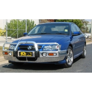 ECB Black Ripple Powdercoat BullBar with Bumper Lights to suit Holden Commodore VZ S 2004 - 2007