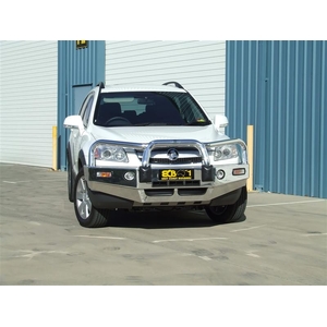 ECB Silver Hammertone Powdercoat BullBar with Bumper Lights to suit Holden Captiva 7 SX, CX, LX Ex Maxx 09/06 - 02/11