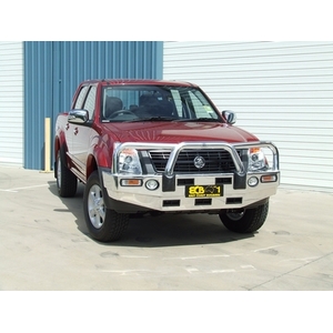 ECB Black Ripple Powdercoat BullBar with Bumper Lights to suit Holden Rodeo RA7 LT 01/07 - 06/12