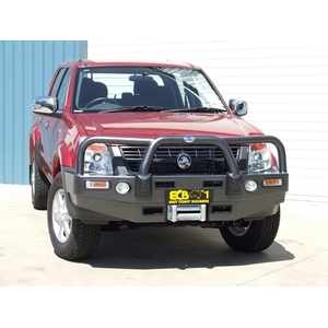 ECB Textura Black Powdercoat Winch BullBar with Bumper Lights to suit Holden Rodeo RA7 DX/LX Flares 01/07 - 06/12