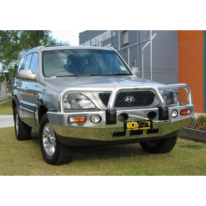 ECB Silver Hammertone Powdercoat BullBar with Bumper Lights to suit Hyundai Terracan 11/01 - 2006