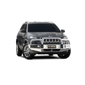 ECB Silver Hammertone Powdercoat BullBar with Bumper Lights to suit Jeep Cherokee KL Ex TrailHawk 06/14 - 12/18