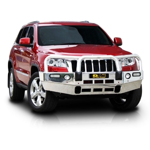 ECB Textura Black Powdercoat BullBar with Bumper Lights to suit Jeep Grand Cherokee TrailHawk Ex OverLand 02/11 - MY13