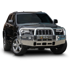 ECB Black Ripple Powdercoat BullBar with Bumper Lights to suit Jeep Grand Cherokee MY14 OverLand Ex Summit 06/13 - 03/17