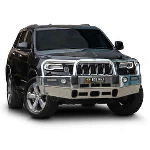 ECB Silver Hammertone BullBar with Bumper Lights to suit Jeep Grand Cherokee MY14 OverLand Ex Summit 06/13 - 03/17
