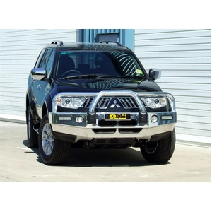 ECB Silver Hammertone BullBar with Bumper Lights to suit Mitsubishi Challenger PB 01/09 - 06/13