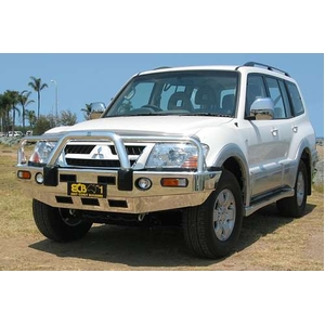 ECB Polished BullBar with Bumper Lights to suit Mitsubishi Pajero NP 11/02 - 10/06