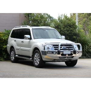 ECB Textura Black Powdercoat BullBar with Bumper Lights to suit Mitsubishi Pajero NS 11/06 - 11/08