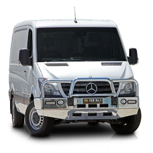 ECB Silver Hammertone BullBar with Bumper Lights to suit Mercedes-Benz Sprinter 10/13 - 10/18